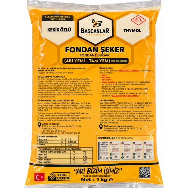 THYMOL KATKILI FONDAN ŞEKER (ARI YEMİ) 20 KG