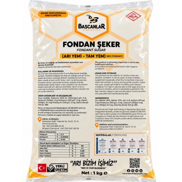FONDAN ŞEKER (ARI YEMİ) 20 KG